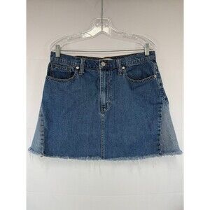 Madewell Rigid Denim A-Line Mini Skirt Pieced Edition Blue Women's Size 31